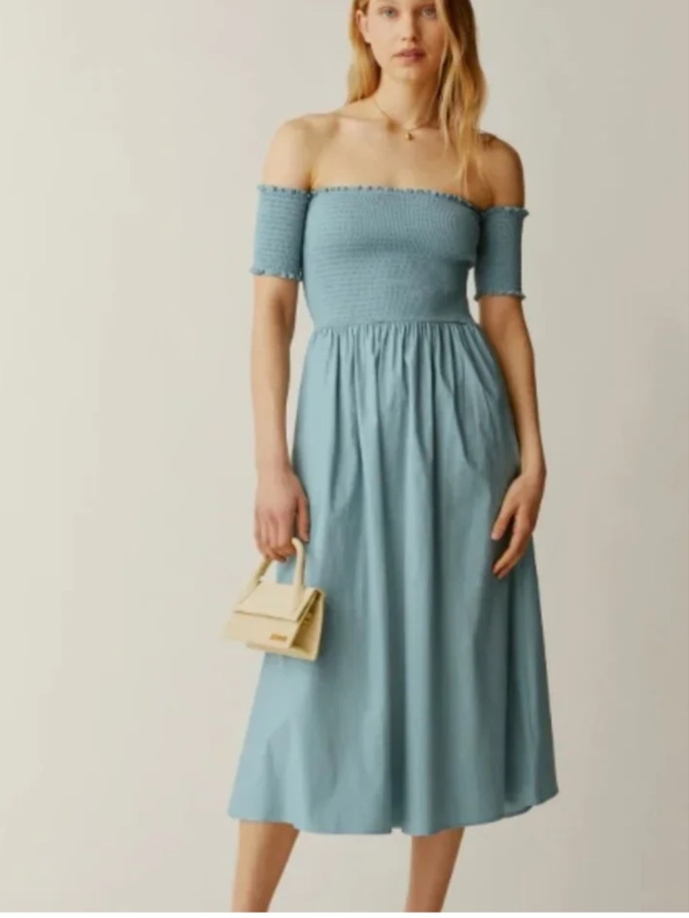 Reformation Westley Dress Turquoise Midi Smock Women’s size XS Petite